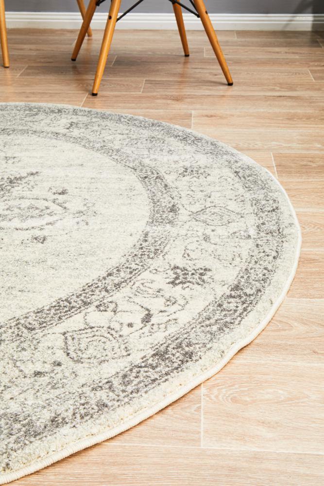 Century 977 Silver Round Rug - Cozy Rugs Australia