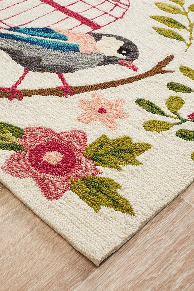 Copacabana Finch and Nest Exquisite Indoor Outdoor Rug Cream - Cozy Rugs Australia