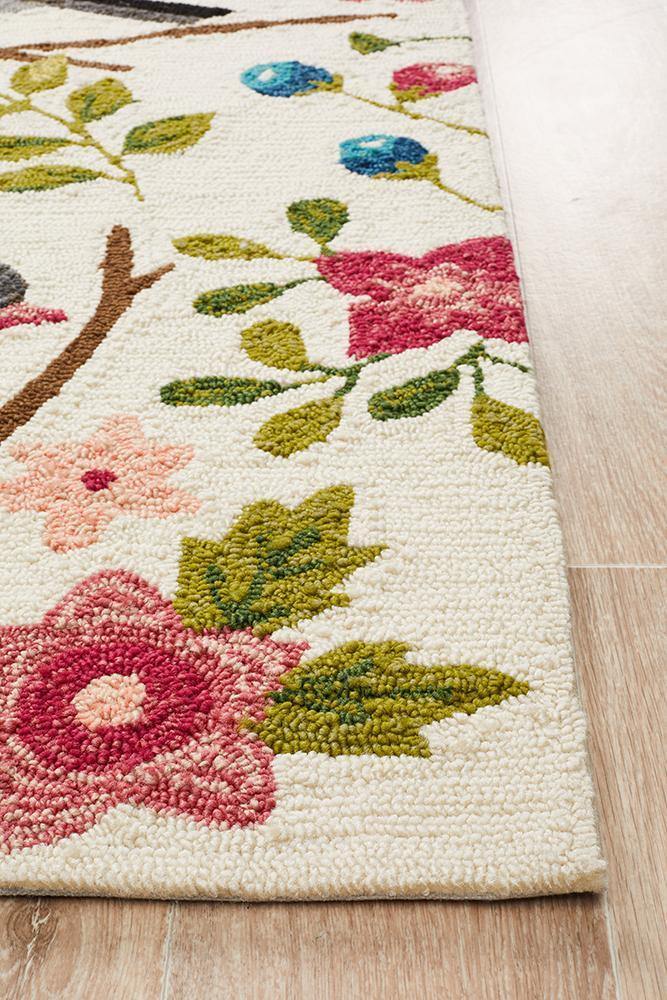 Copacabana Finch and Nest Exquisite Indoor Outdoor Rug Cream - Cozy Rugs Australia