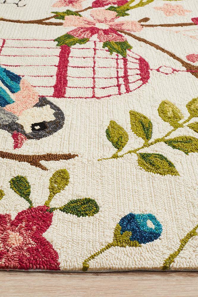 Copacabana Finch and Nest Exquisite Indoor Outdoor Rug Cream - Cozy Rugs Australia