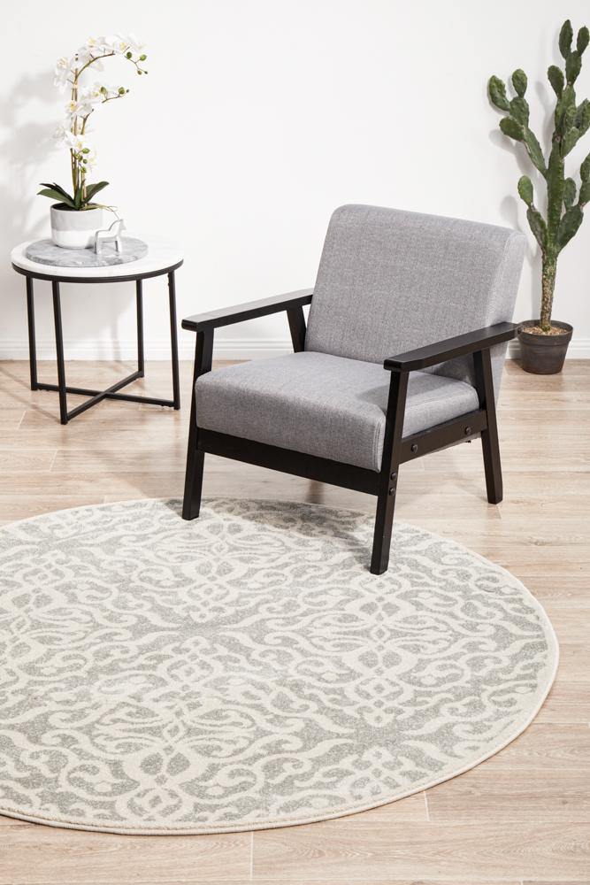 Chrome Lydia Silver Round Rug - Cozy Rugs Australia