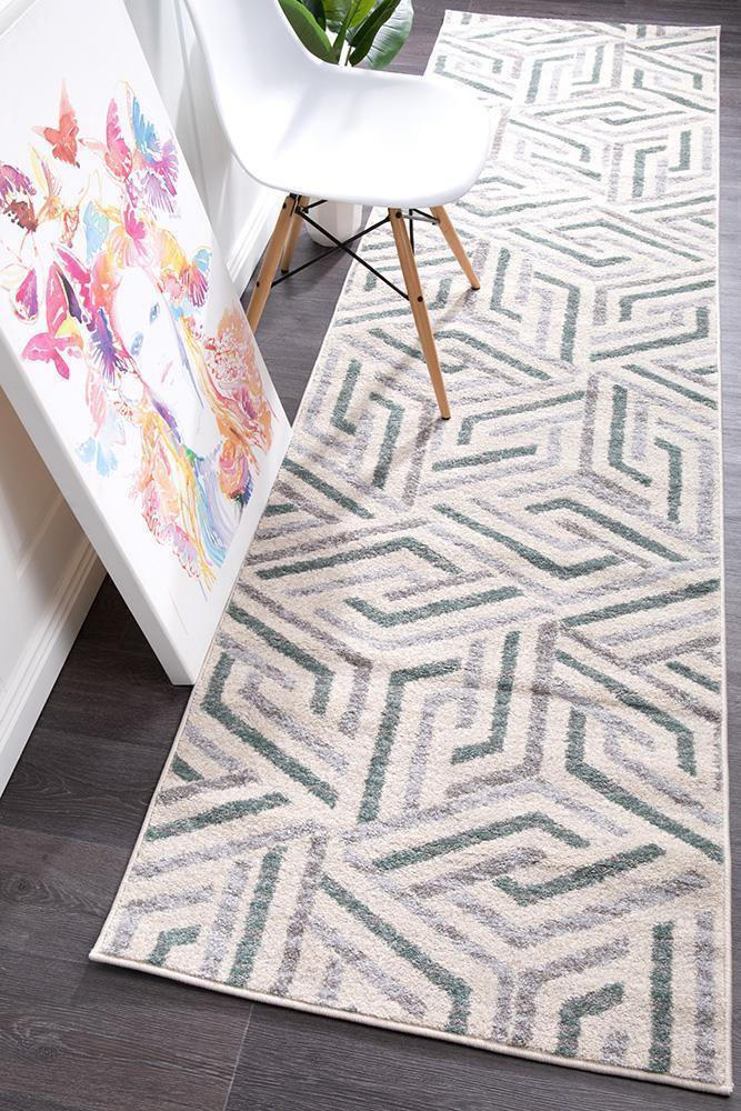 Dimensions Divinity Link Teal Modern Runner Rug - Cozy Rugs Australia