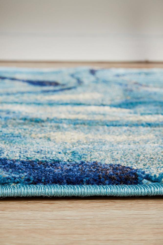 Dreamscape Waves Modern Indigo Runner Rug - Cozy Rugs Australia