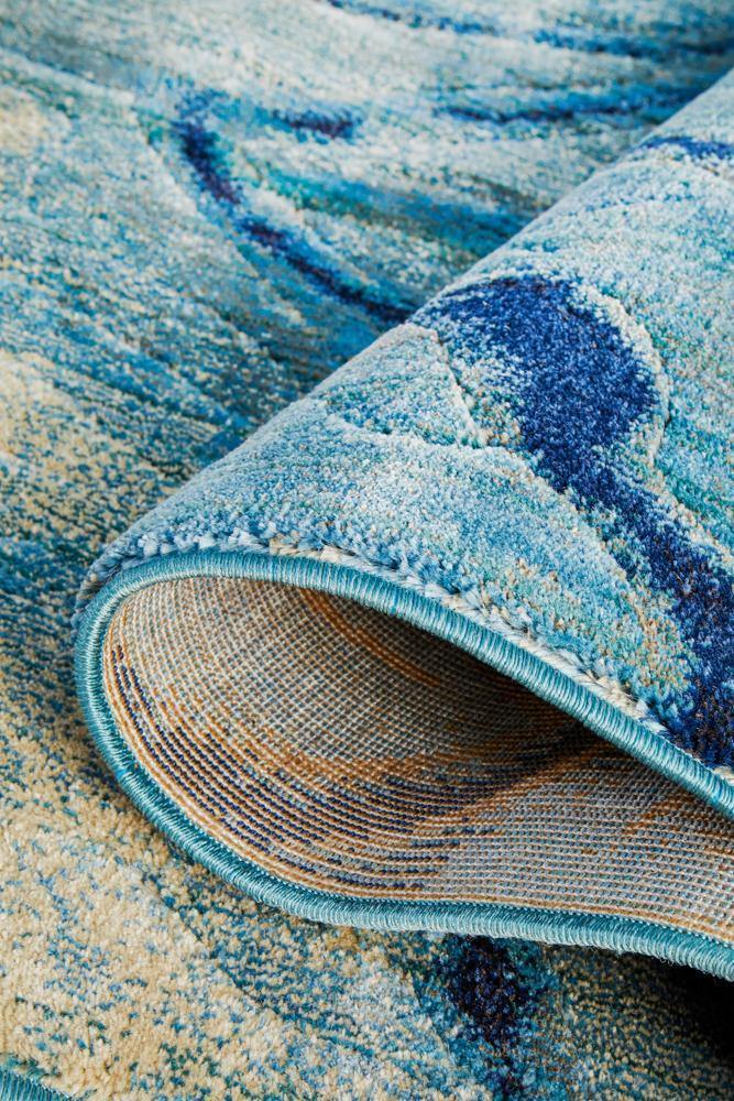 Dreamscape Waves Modern Indigo Runner Rug - Cozy Rugs Australia