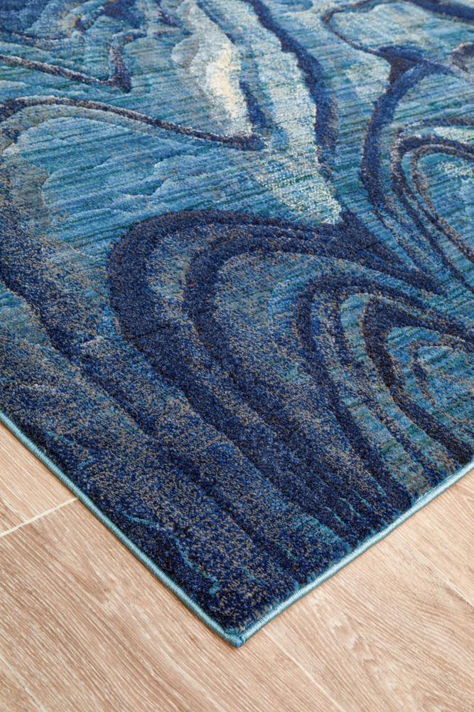 Dreamscape Waves Modern Indigo Rug - Cozy Rugs Australia