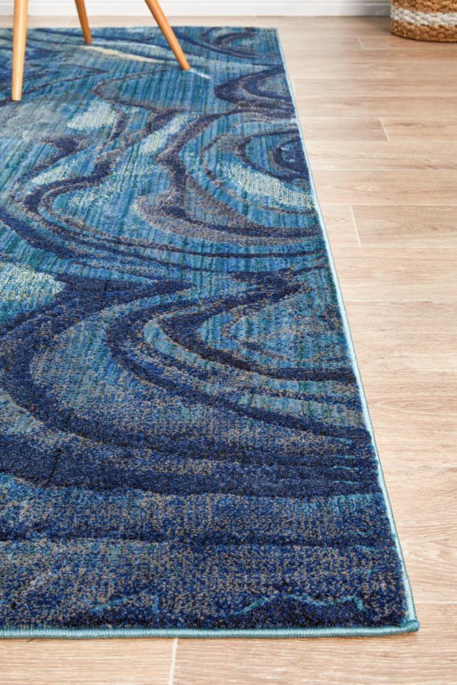 Dreamscape Waves Modern Indigo Rug - Cozy Rugs Australia