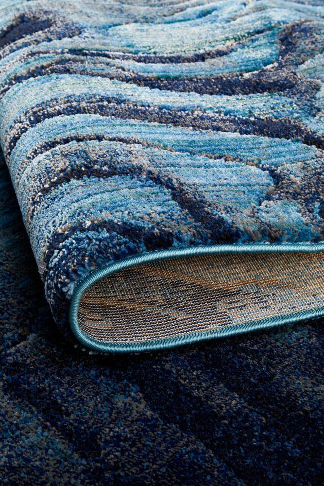 Dreamscape Waves Modern Indigo Rug - Cozy Rugs Australia