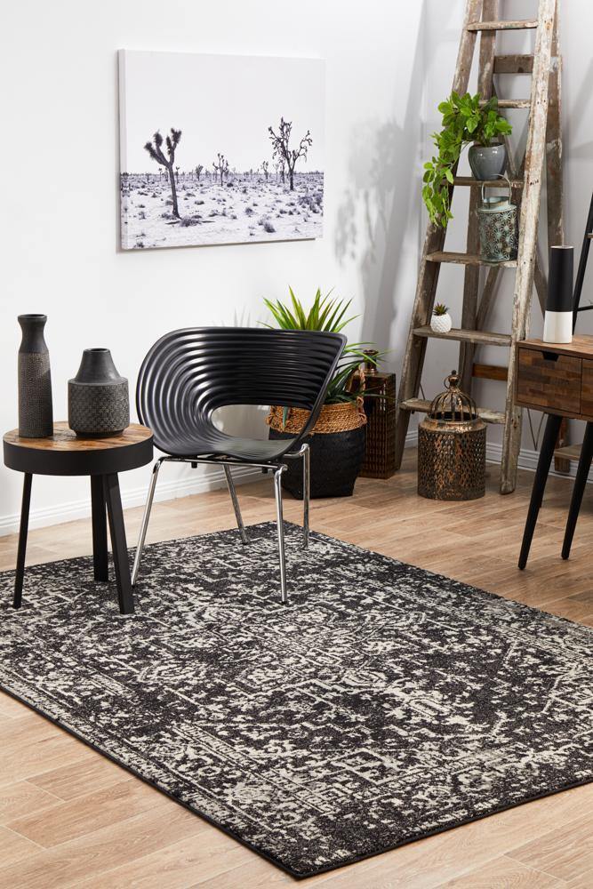 Evoke Scape Charcoal Transitional Rug - Cozy Rugs Australia