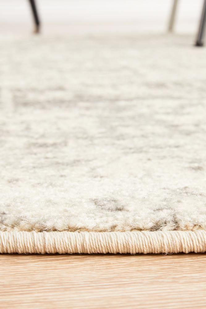 Evoke Dream White Silver Transitional Round Rug - Cozy Rugs Australia