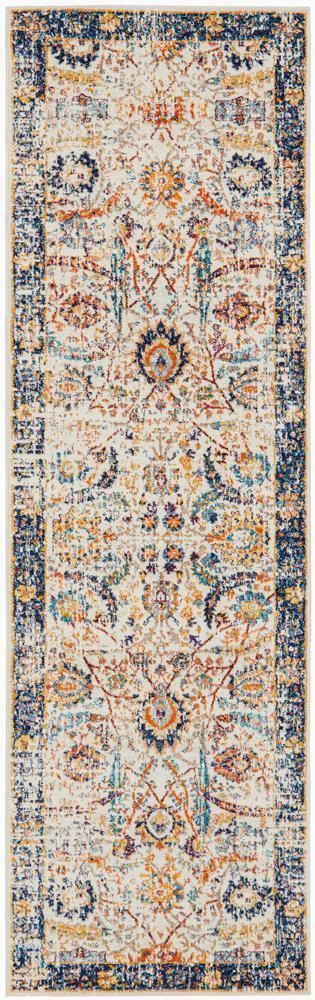 Evoke Peacock Ivory Transitional Runner Rug - Cozy Rugs Australia