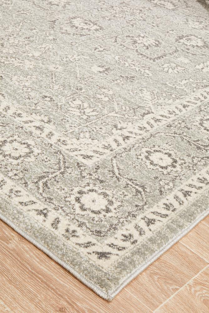 Evoke Silver Flower Transitional Rug - Cozy Rugs Australia