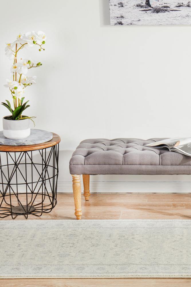 Evoke Winter White Transitional Runner Rug - Cozy Rugs Australia