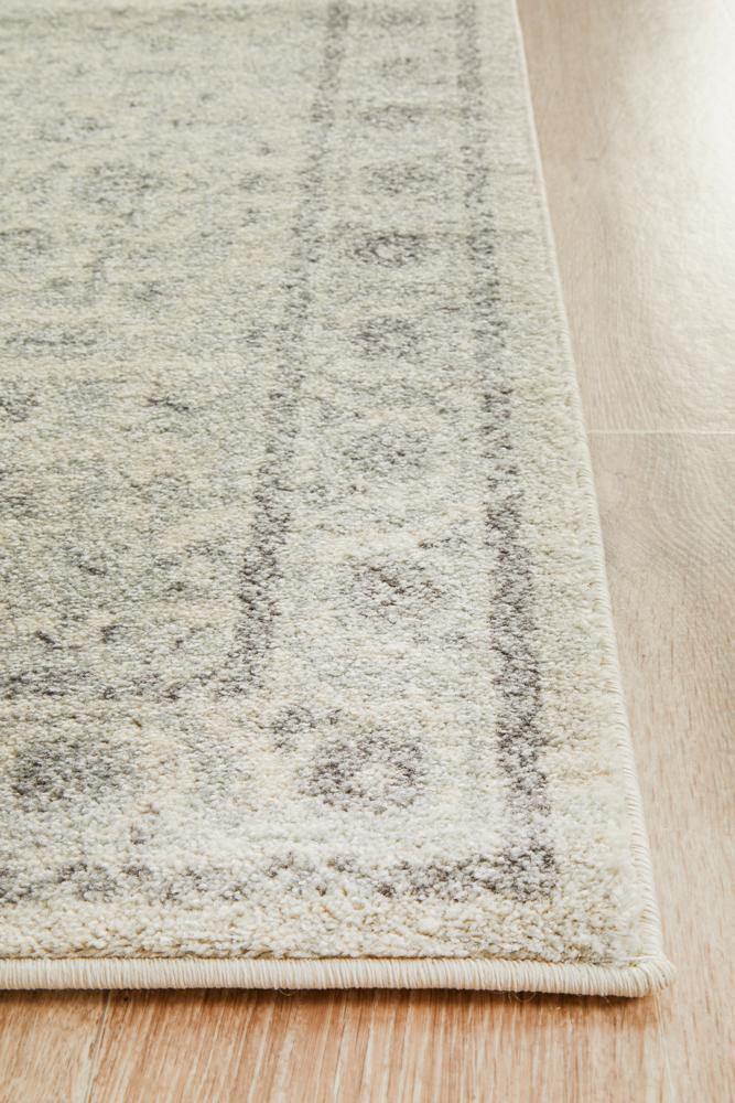 Evoke Winter White Transitional Runner Rug - Cozy Rugs Australia