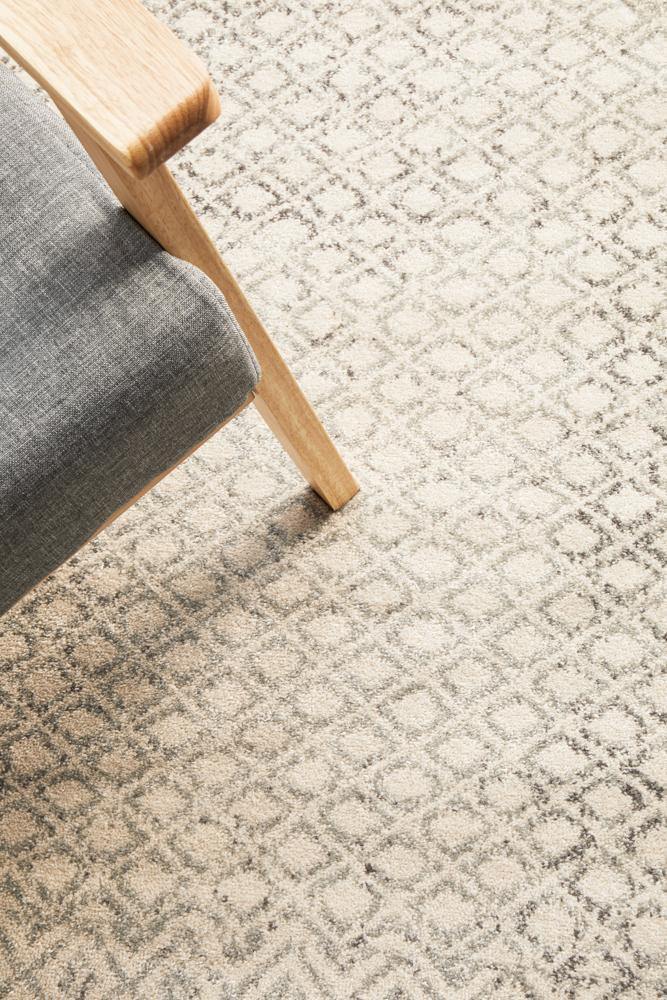 Evoke Diamond Grey Transitional Round Rug - Cozy Rugs Australia