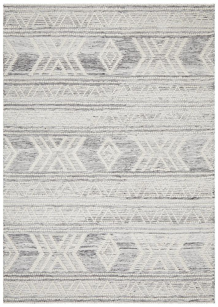 Esha Woven Tribal Rug Silver Grey - Cozy Rugs Australia