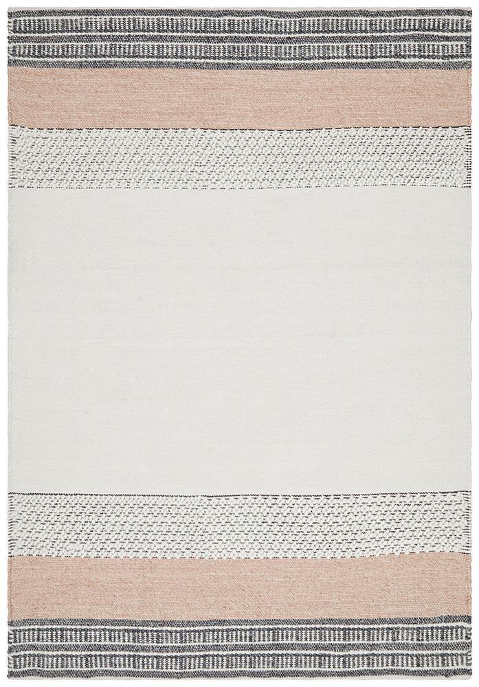 Esha Textured Woven Rug White Peach - Cozy Rugs Australia