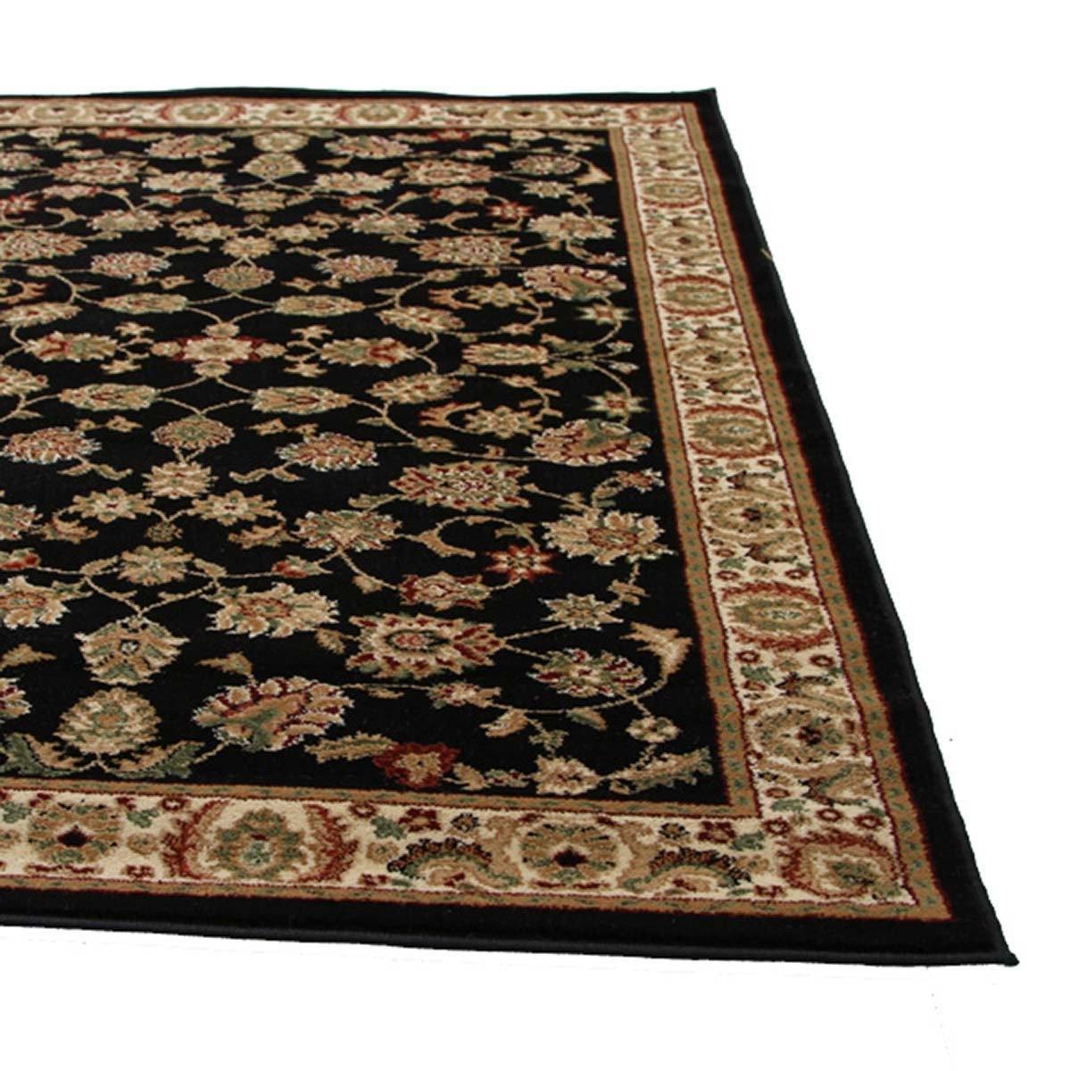 Istanbul Traditional Floral Pattern Runner Rug Black - Cozy Rugs Australia