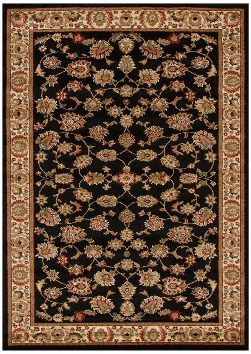 Istanbul Collection Traditional Floral Pattern Black Rug - Cozy Rugs Australia