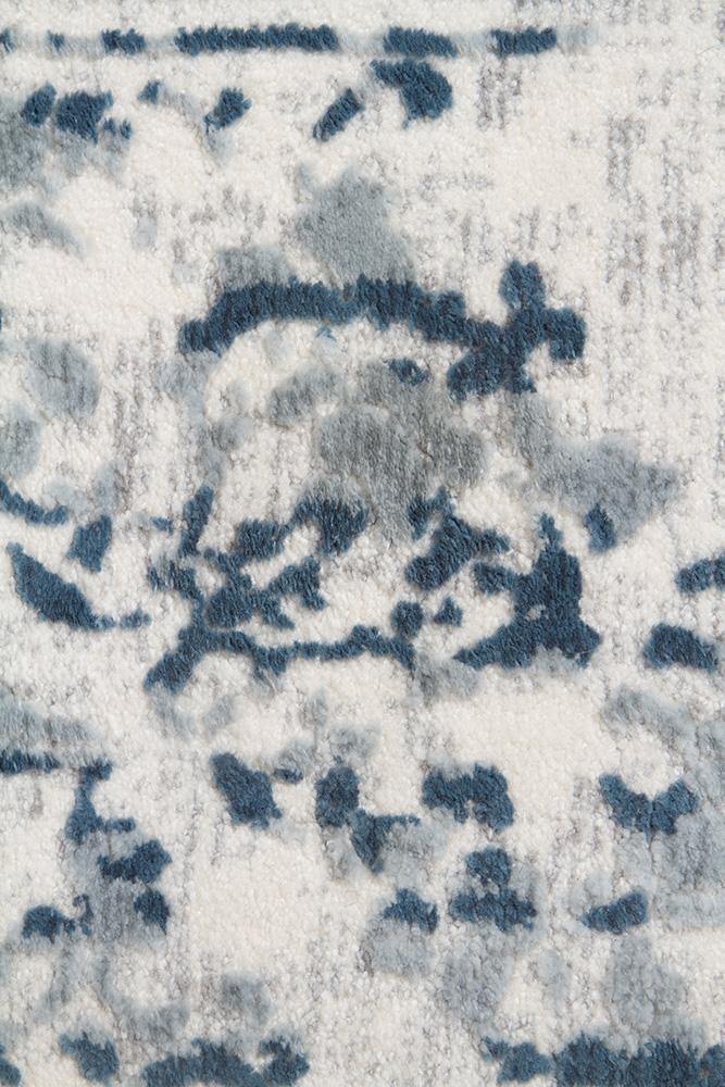 Kendra Farah Distressed Contemporary Rug White Blue Grey - Cozy Rugs Australia