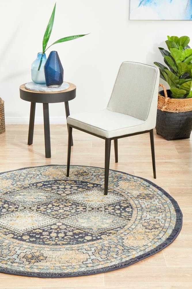 Legacy 857 Navy Round Rug - Cozy Rugs Australia