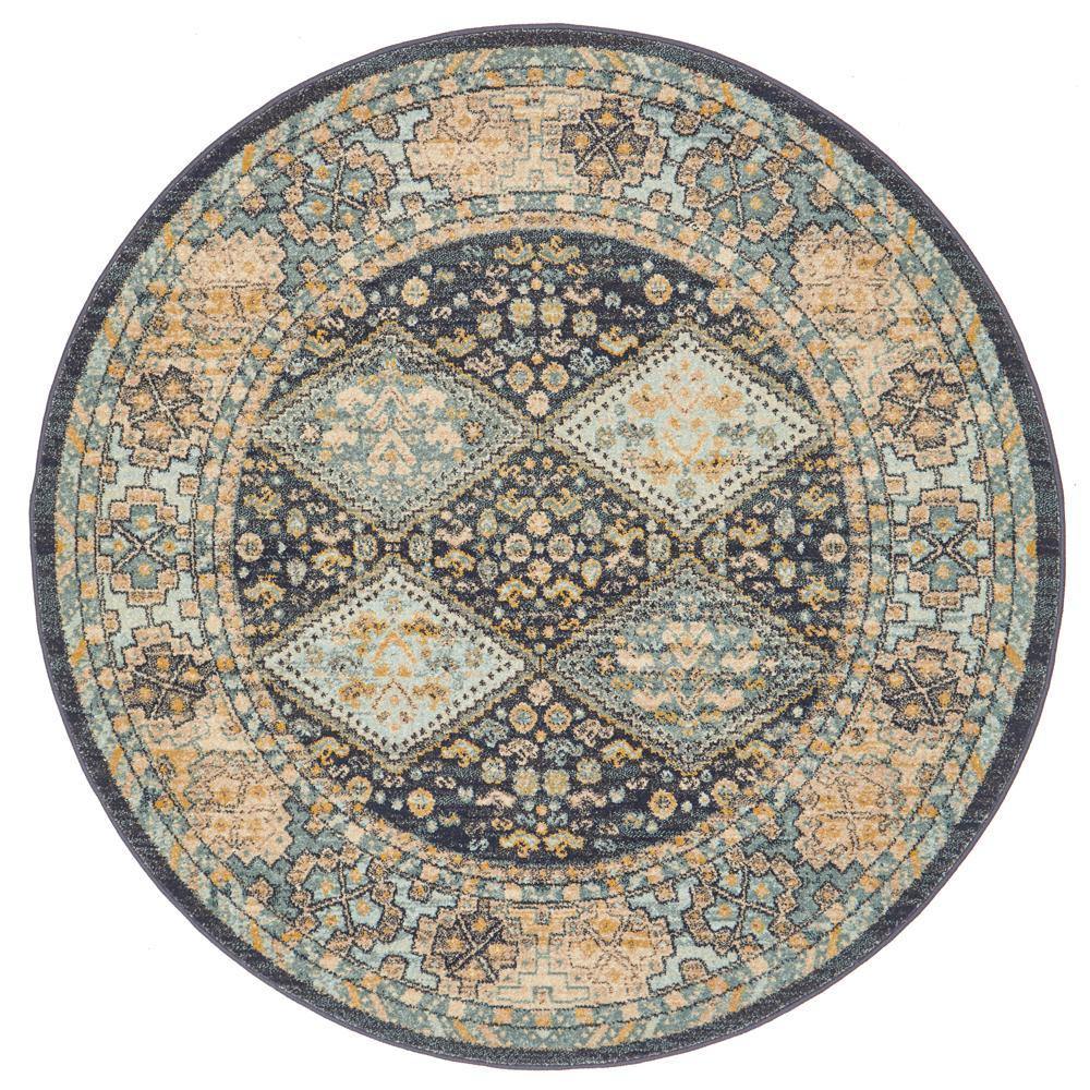 Legacy 857 Navy Round Rug - Cozy Rugs Australia