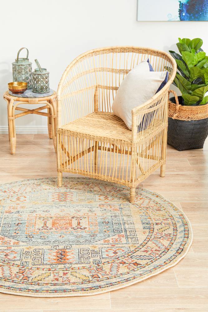 Legacy 859 Sky Blue Round Rug - Cozy Rugs Australia