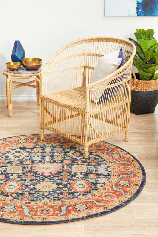 Legacy 860 Navy Round Rug - Cozy Rugs Australia