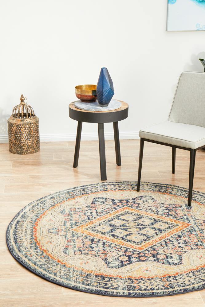 Legacy 863 Navy Round Rug - Cozy Rugs Australia