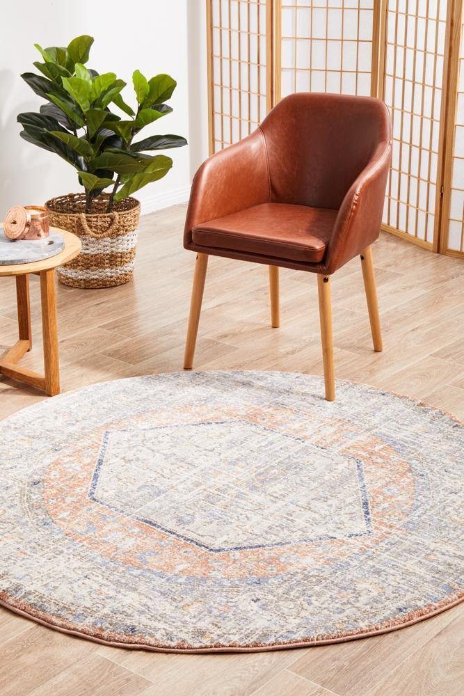 Mayfair Lorissa Peach Round Rug - Cozy Rugs Australia