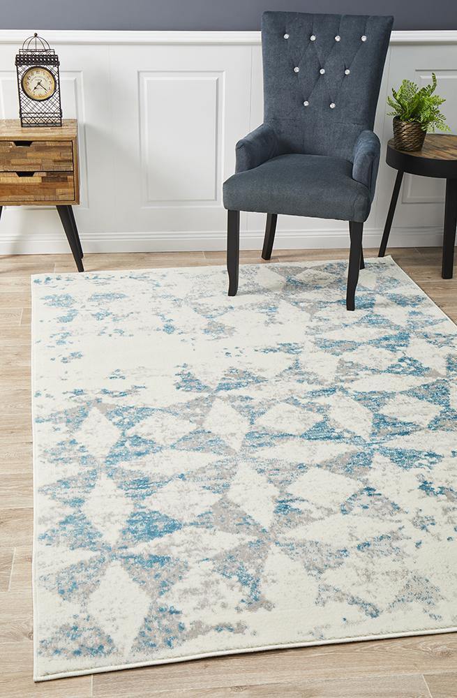 Vanessa Modern Rug Blue Grey White - Cozy Rugs Australia