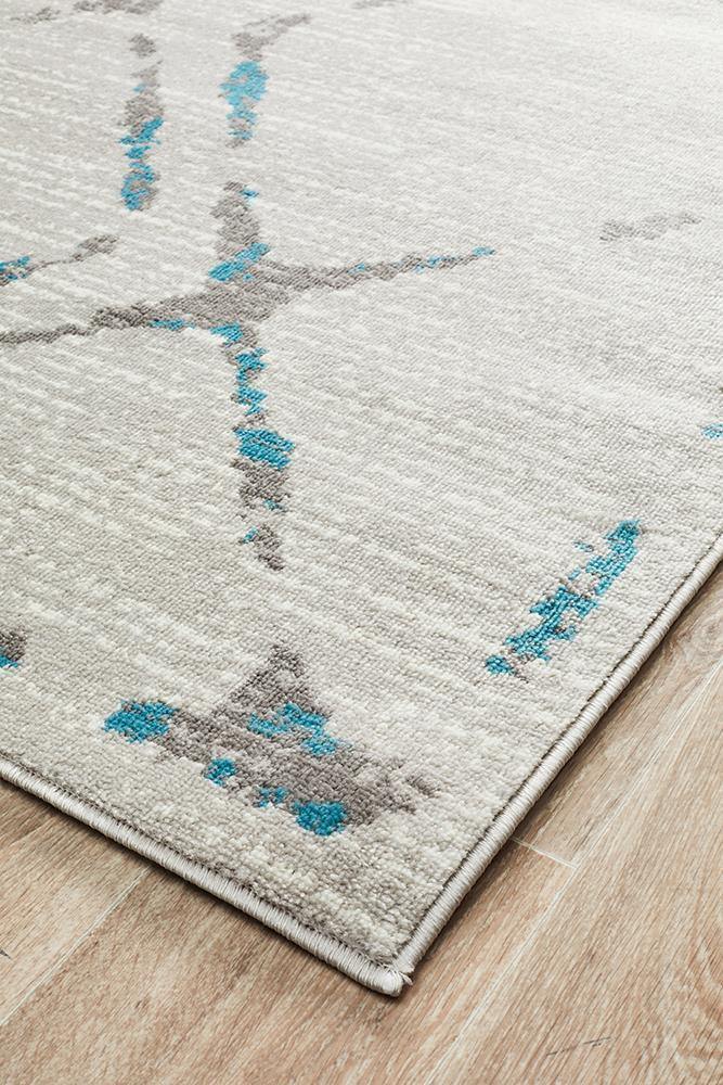 Kendall Contemporary Diamond Rug Grey Blue - Cozy Rugs Australia