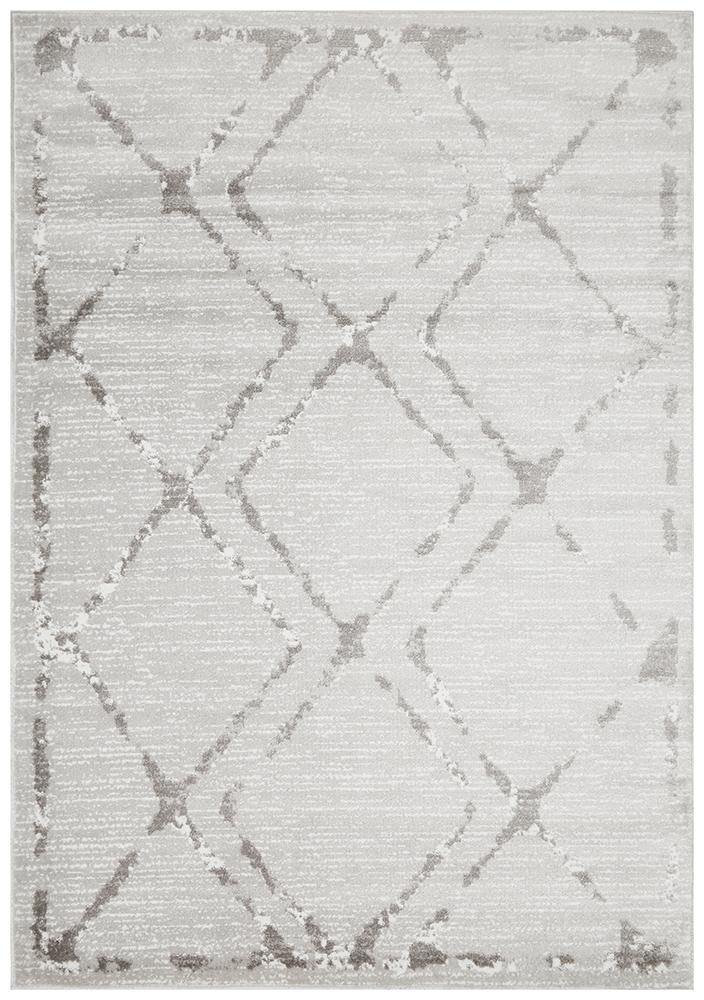 Kendall Contemporary Diamond Rug Silver Grey - Cozy Rugs Australia