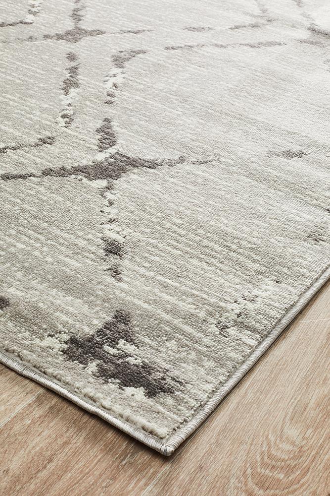 Kendall Contemporary Diamond Rug Silver Grey - Cozy Rugs Australia