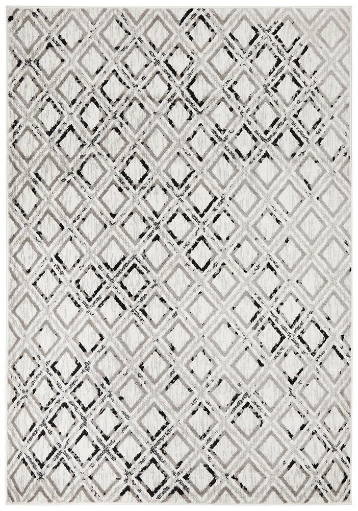 Jordyn Modern Rug White Black Grey - Cozy Rugs Australia