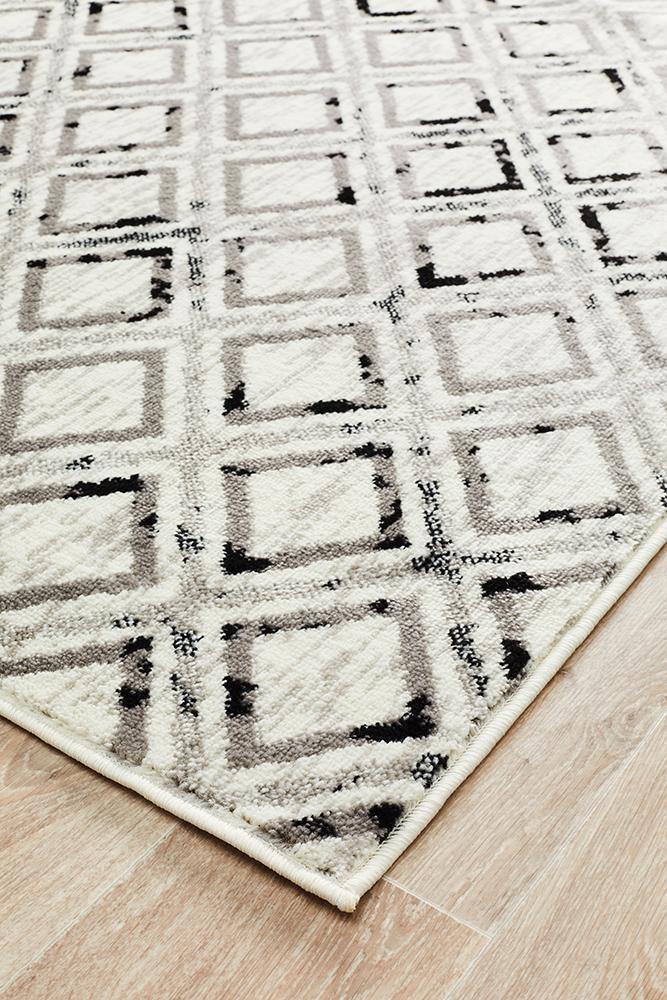 Jordyn Modern Rug White Black Grey - Cozy Rugs Australia