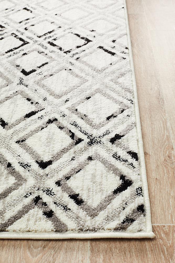 Jordyn Modern Rug White Black Grey - Cozy Rugs Australia