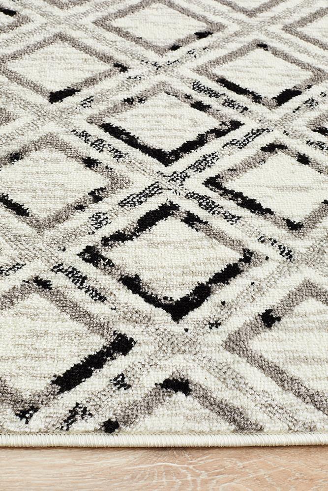 Jordyn Modern Rug White Black Grey - Cozy Rugs Australia