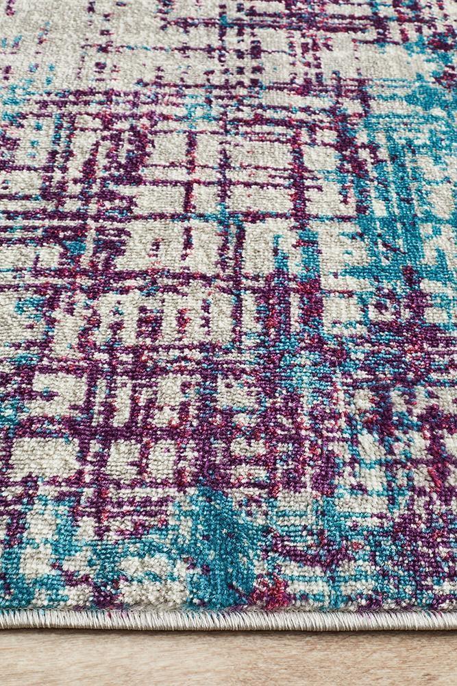 Skyler Abstract Rug Grey Blue Purple - Cozy Rugs Australia