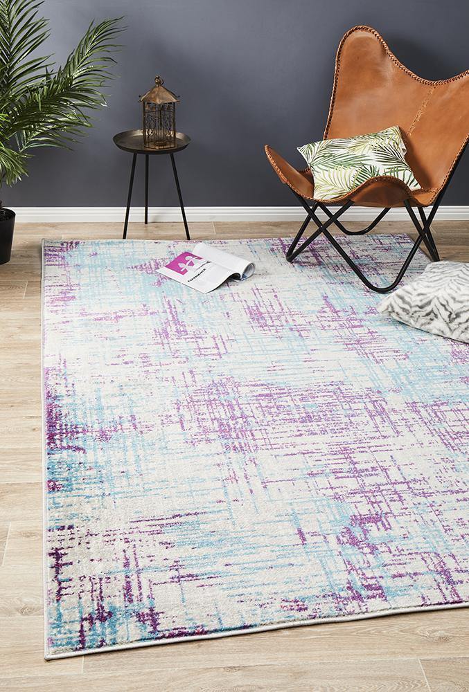 Skyler Abstract Rug Grey Blue Purple - Cozy Rugs Australia