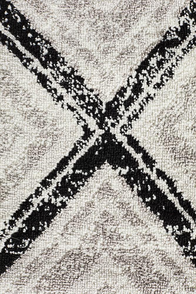 Sabrina Geo Diamonds Rug Grey Black - Cozy Rugs Australia