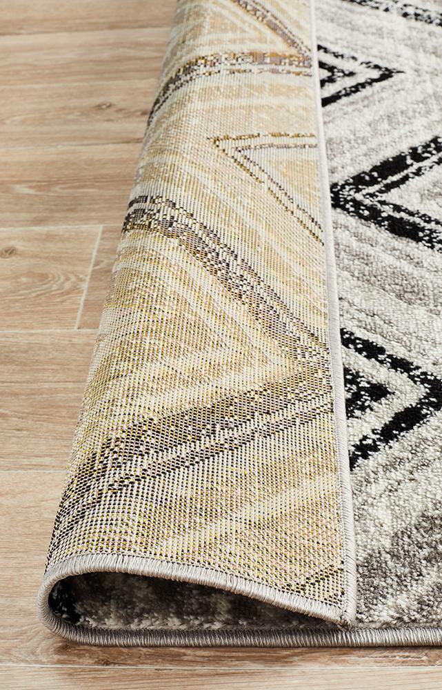 Sabrina Geo Diamonds Rug Grey Black - Cozy Rugs Australia