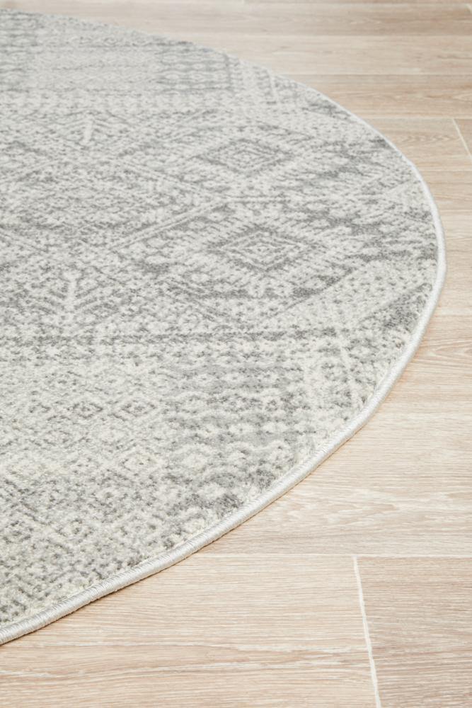 Mirage Zelda Silver Grey Round Rug - Cozy Rugs Australia