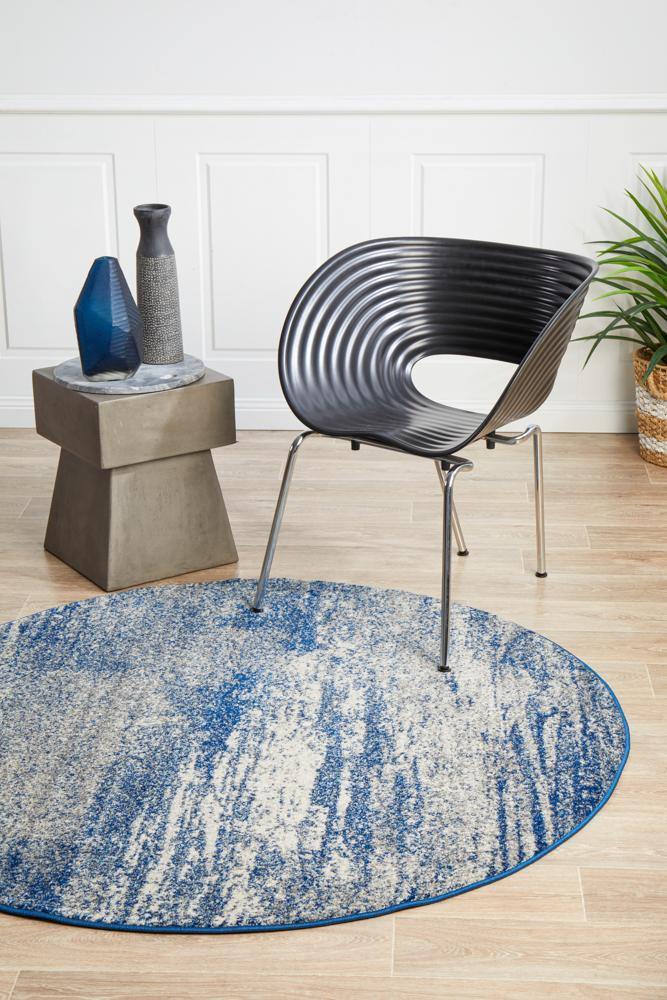 Mirage Casandra Dunescape Modern Blue Grey Round Rug - Cozy Rugs Australia