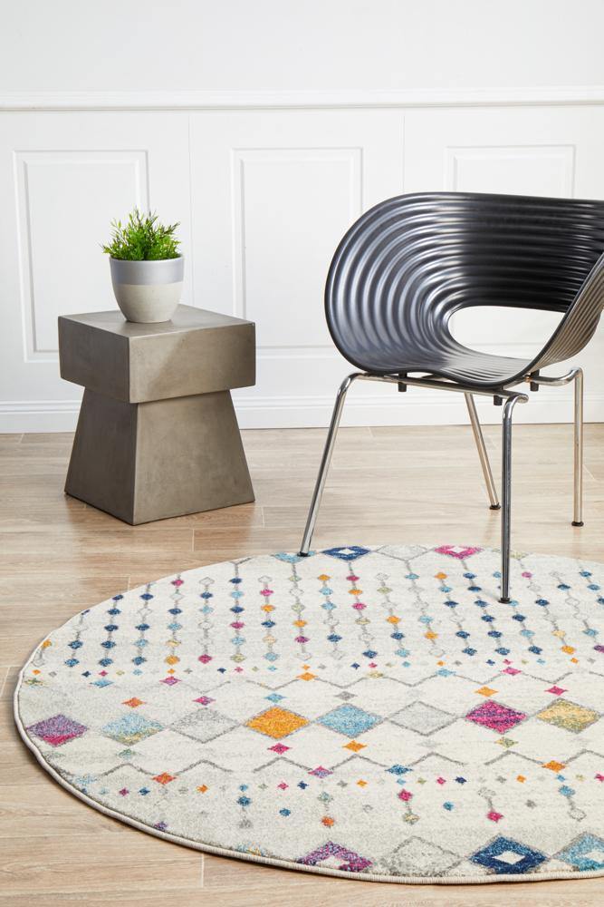 Mirage Peggy Tribal Morrocan Style Multi Round Rug - Cozy Rugs Australia