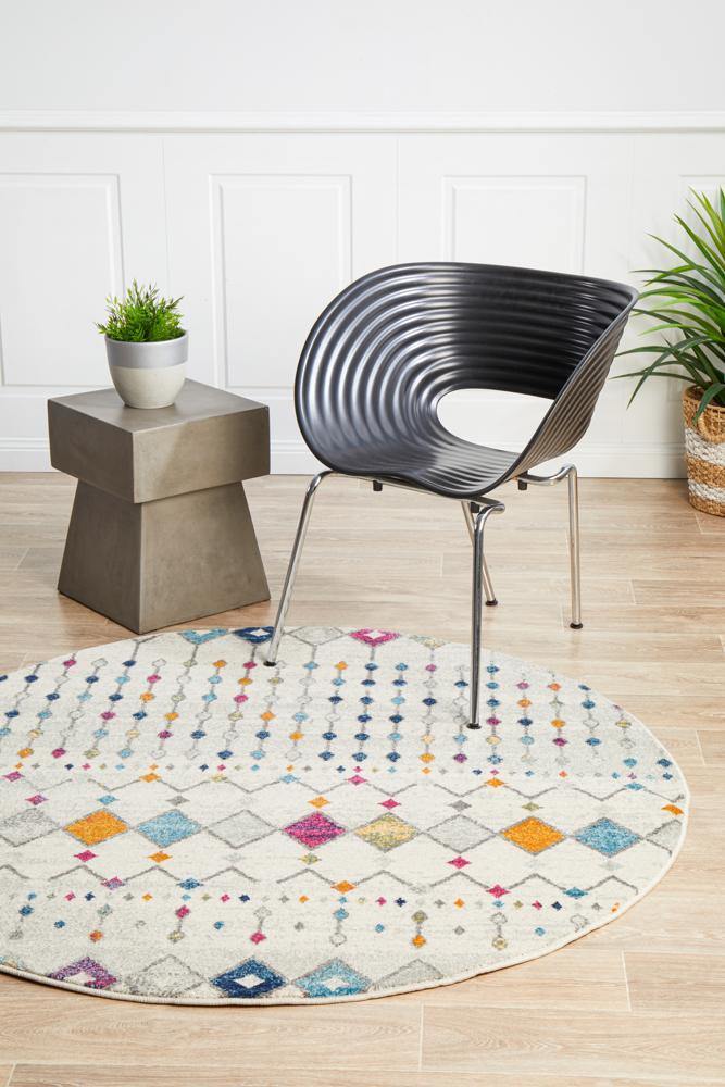 Mirage Peggy Tribal Morrocan Style Multi Round Rug - Cozy Rugs Australia