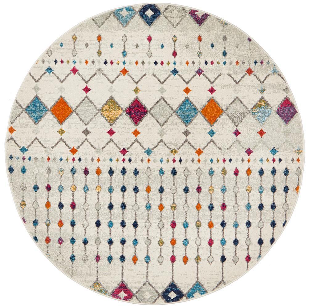 Mirage Peggy Tribal Morrocan Style Multi Round Rug - Cozy Rugs Australia