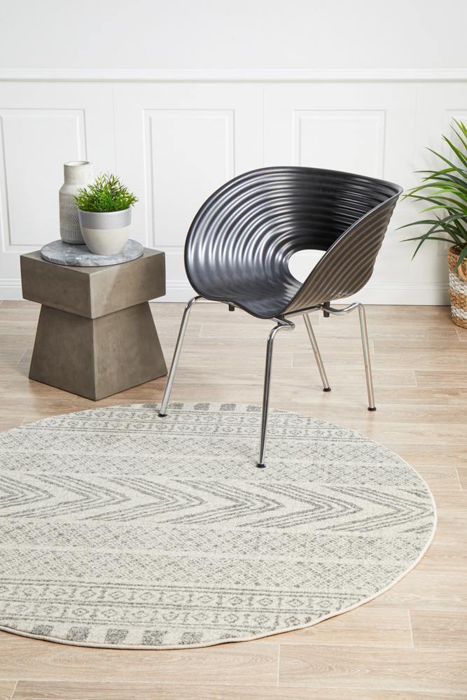 Mirage Adani  Modern Tribal Design Grey Round Rug - Cozy Rugs Australia