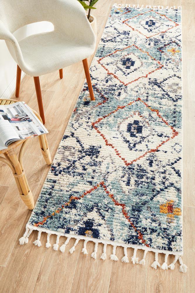 Marrakesh 444 Blue Runner Rug - Cozy Rugs Australia