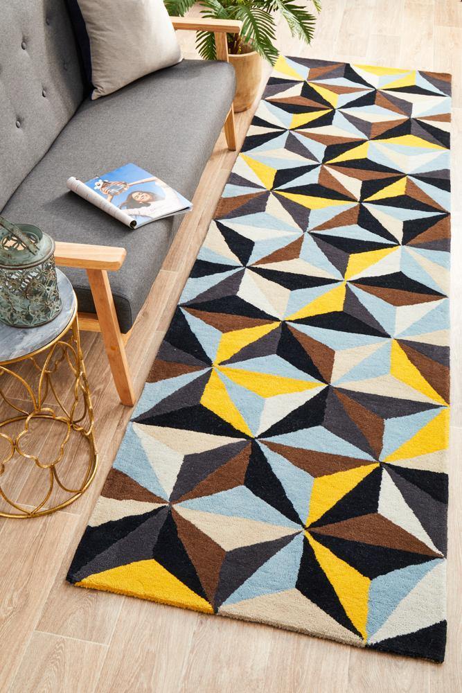 Buy Matrix Pure Wool 900 Blue Runner Rug Online | Cozy Rugs Australia
