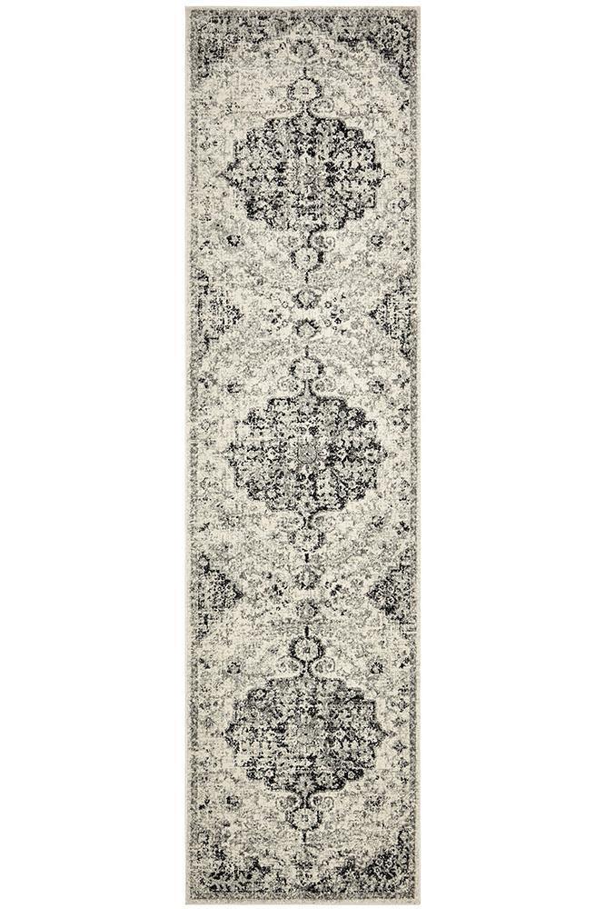 Museum Transitional Charcoal Runner Rug - Cozy Rugs Australia